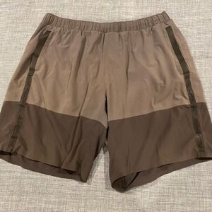 Lululemon Mens Athletic Shorts Brown Colorblock Perforated Side 34 Waist XXL